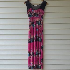 Floral Pink Maxi Dress LARGE / L